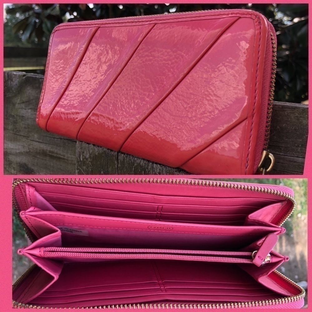Coach Madison Diagonal Pleat Patent Pink Bag 21300 - Picture 8 of 9